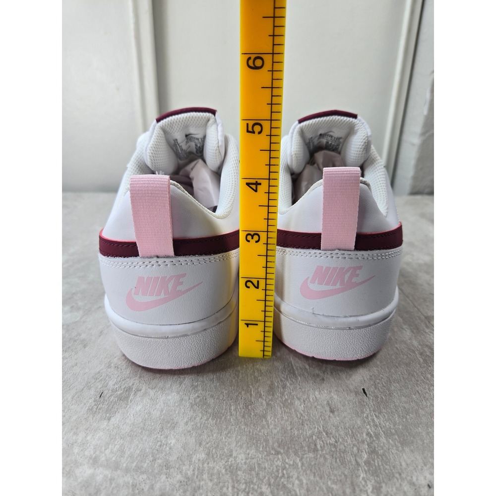 Nike Court Borough 8.5 White Burgundy Pink Leather Sneakers Retro Y2K Streetwear - Picture 4 of 11